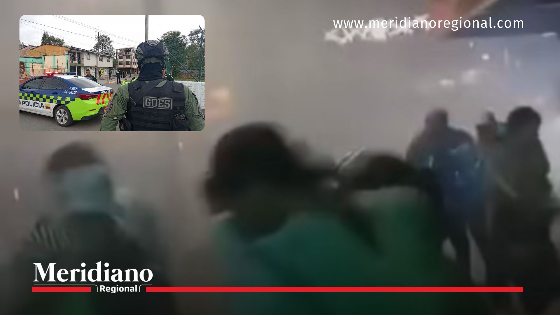 Momento en que personas se dispersan en el sector de Catay, en Popayán, luego de la intervención de la Policía Metropolitana tras no acatar las advertencias para desocupar el lugar.