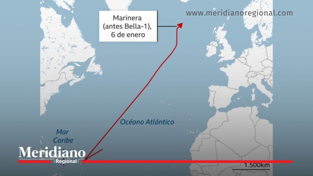 Incautación de petroleros venezolanos: ruta del buque Marinera desde el Caribe hasta el Atlántico Norte