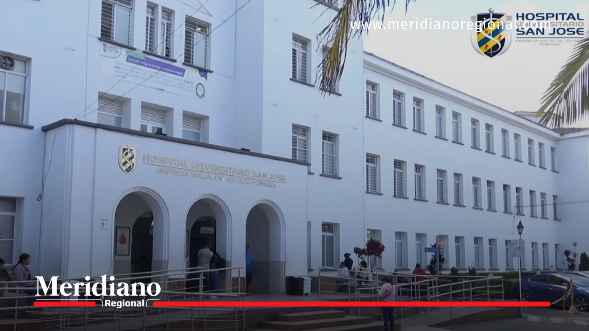 Fachada del Hospital Universitario San José de Popayán, epicentro de la manifestación convocada este 9 de enero por trabajadores y sindicatos ante el cierre de servicios de salud.
