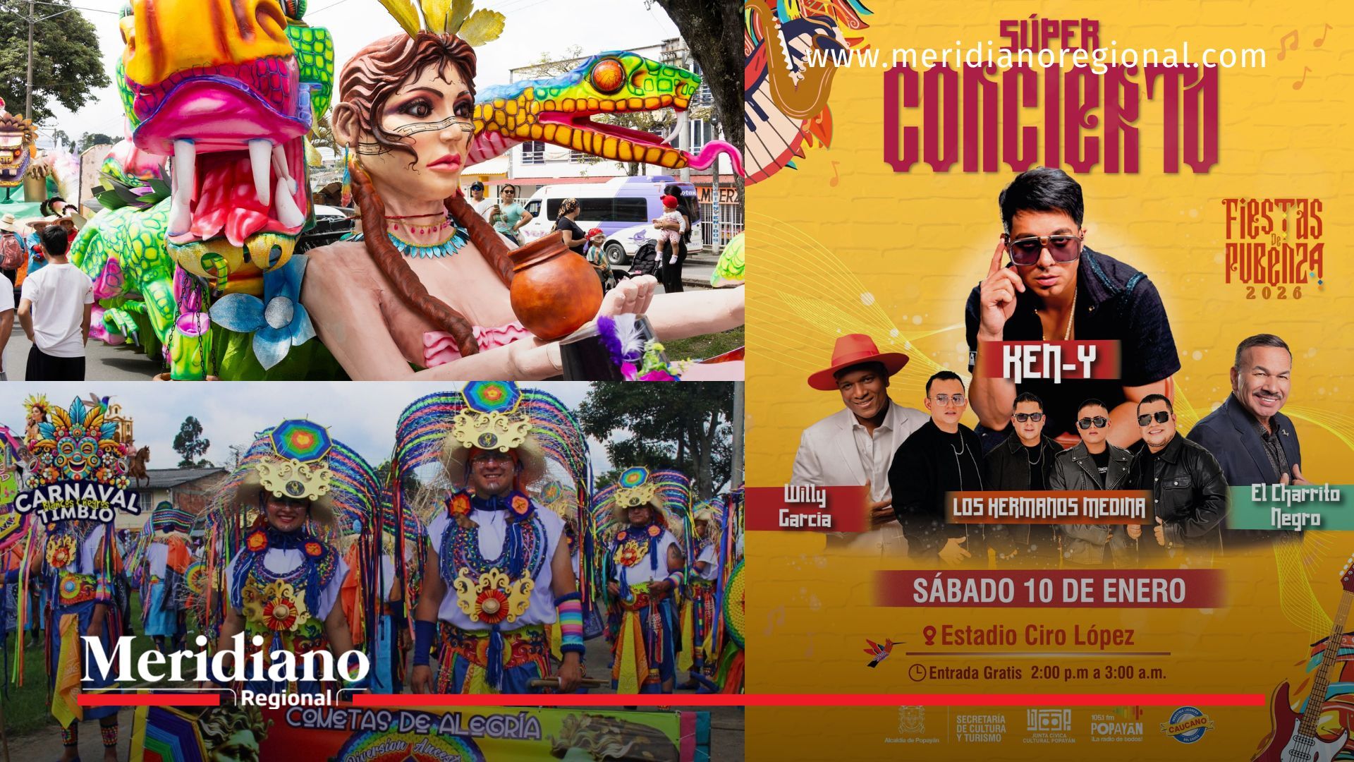 carnavales en el Cauca con celebraciones en Timbío, comparsas tradicionales y súper concierto en Popayán durante las fiestas culturales 2026