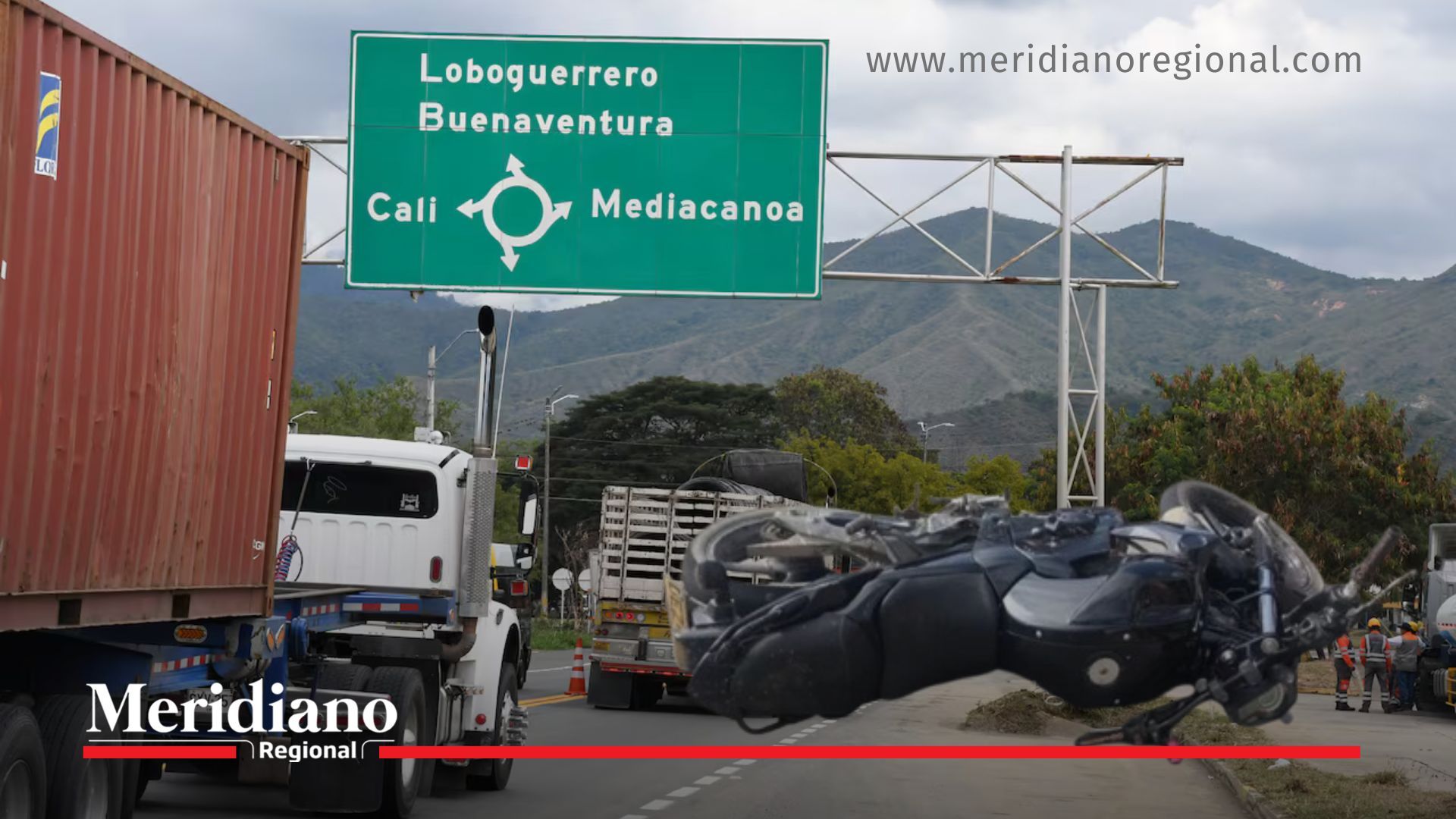 accidente en la vía a Buenaventura en corredor Buga Buenaventura con motocicleta