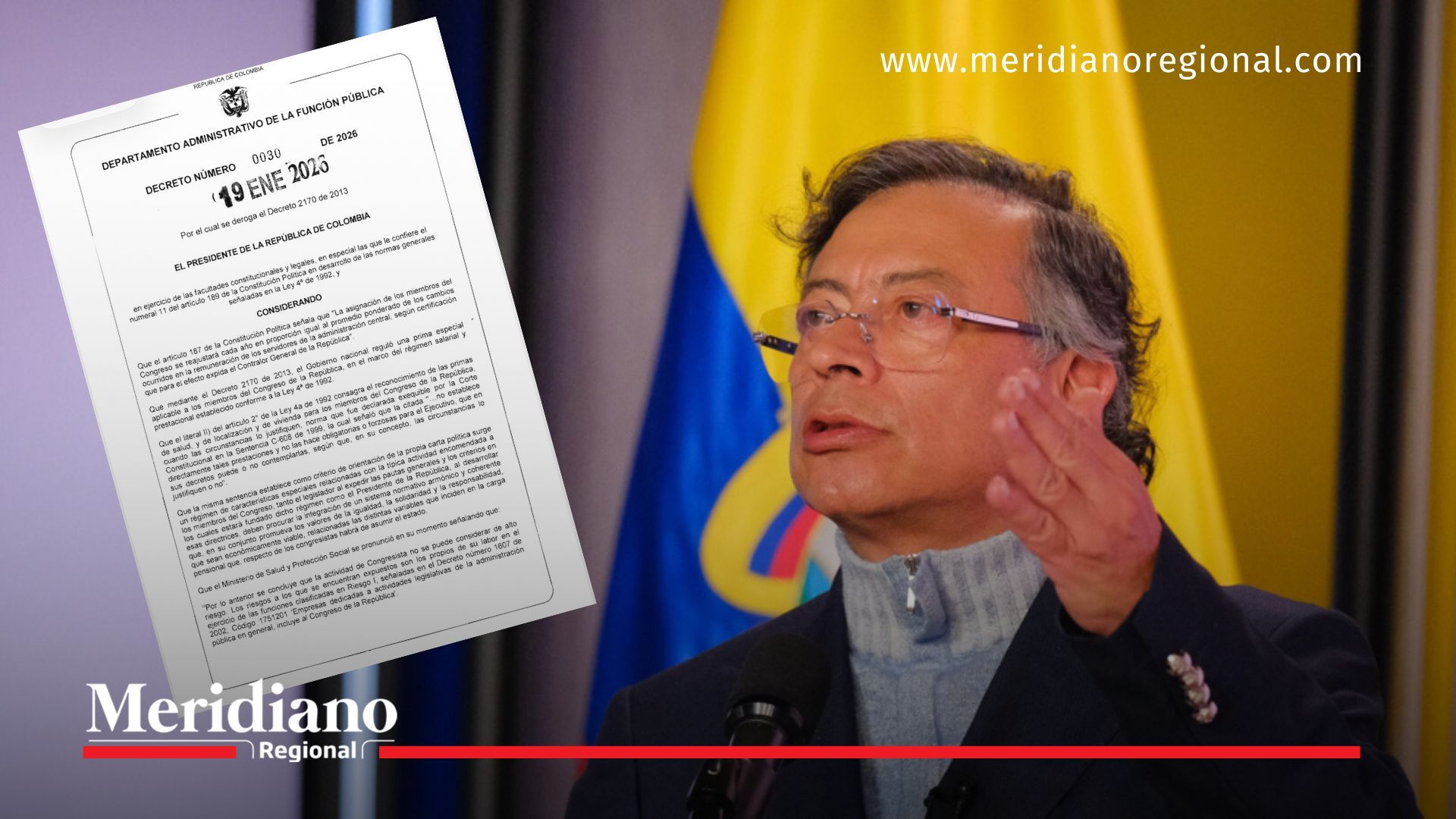 Gustavo Petro firma decreto que elimina la prima especial de servicios para congresistas en Colombia
