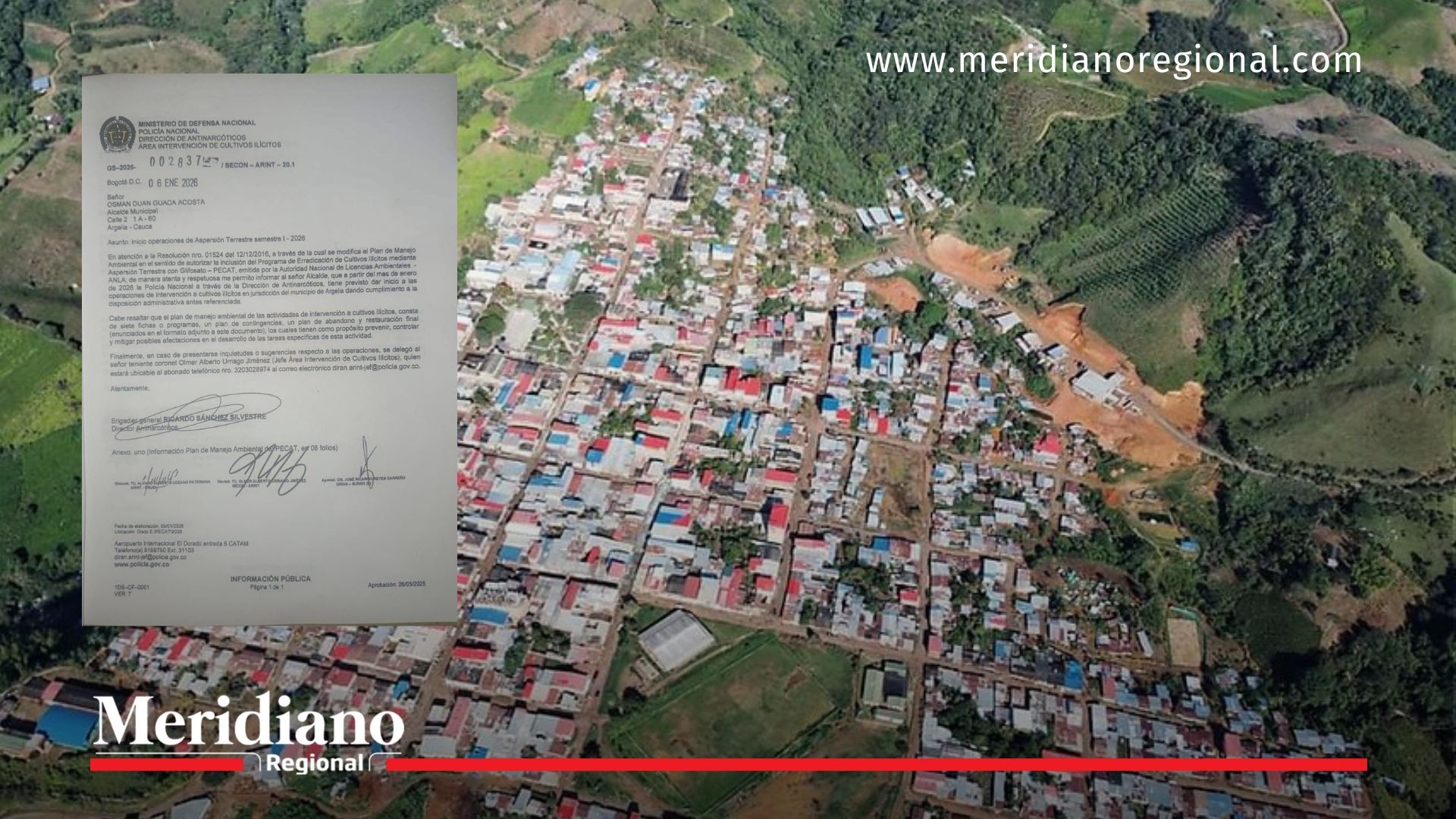 fumigación con glifosato en Cauca panorama Argelia Cauca zona rural aspersión terrestre