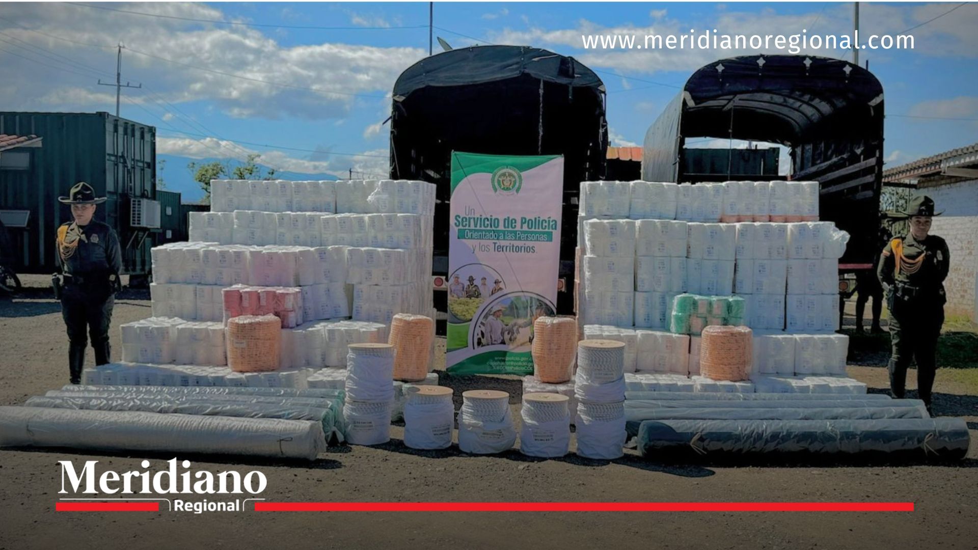 Recuperación de mercancía agroindustrial en Popayán con insumos agrícolas custodiados por la Policía Nacional.