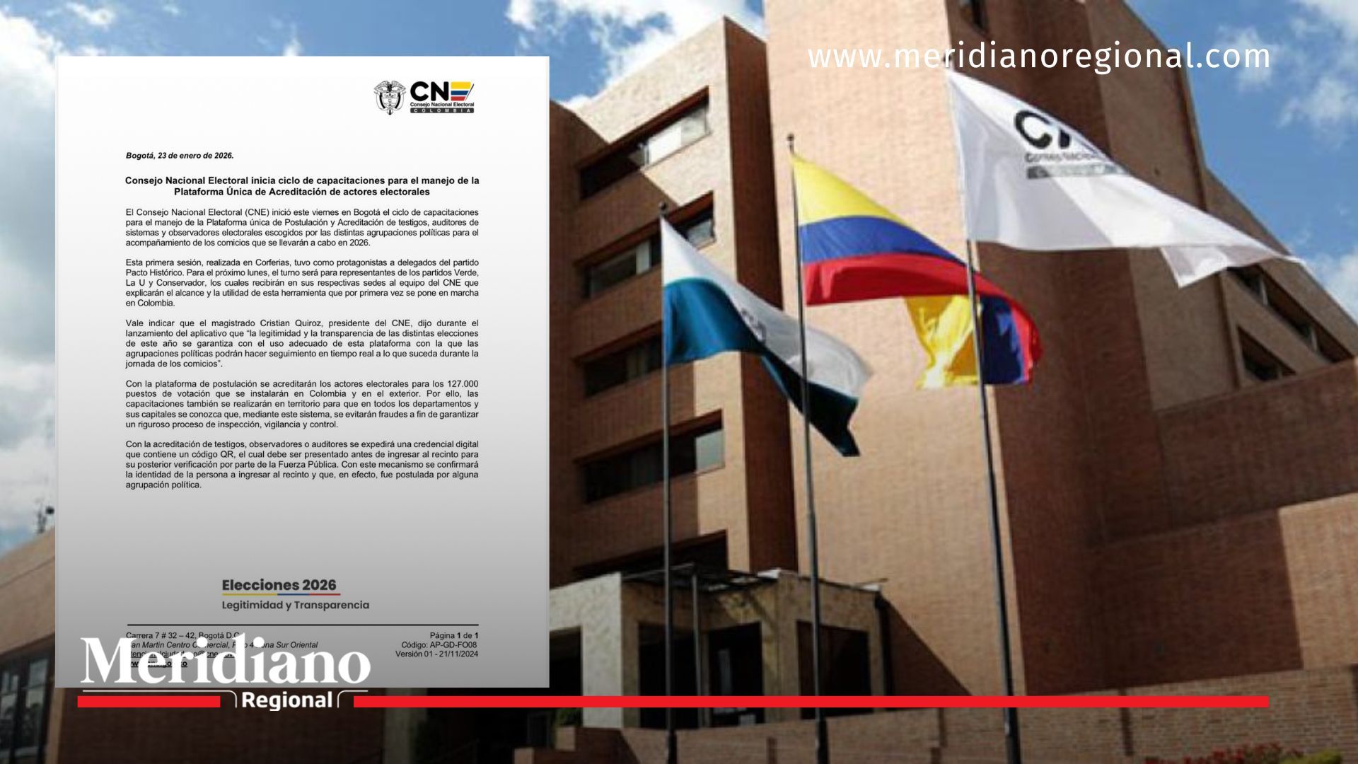 El Consejo Nacional Electoral lanzó la plataforma digital del CNE para la acreditación de testigos y observadores de cara a las elecciones de 2026.
