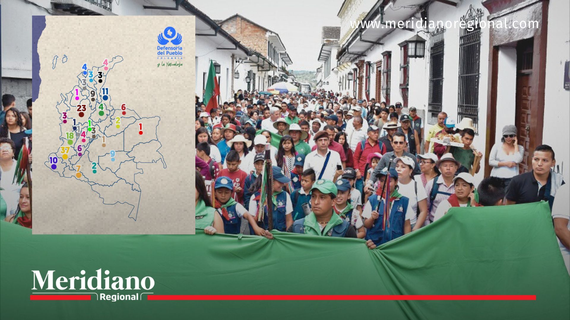 Comunidades indígenas y organizaciones sociales marchan en el Cauca para rechazar el asesinato de líderes sociales, mientras un mapa de la Defensoría del Pueblo evidencia que el departamento concentra el mayor número de víctimas en 2025.