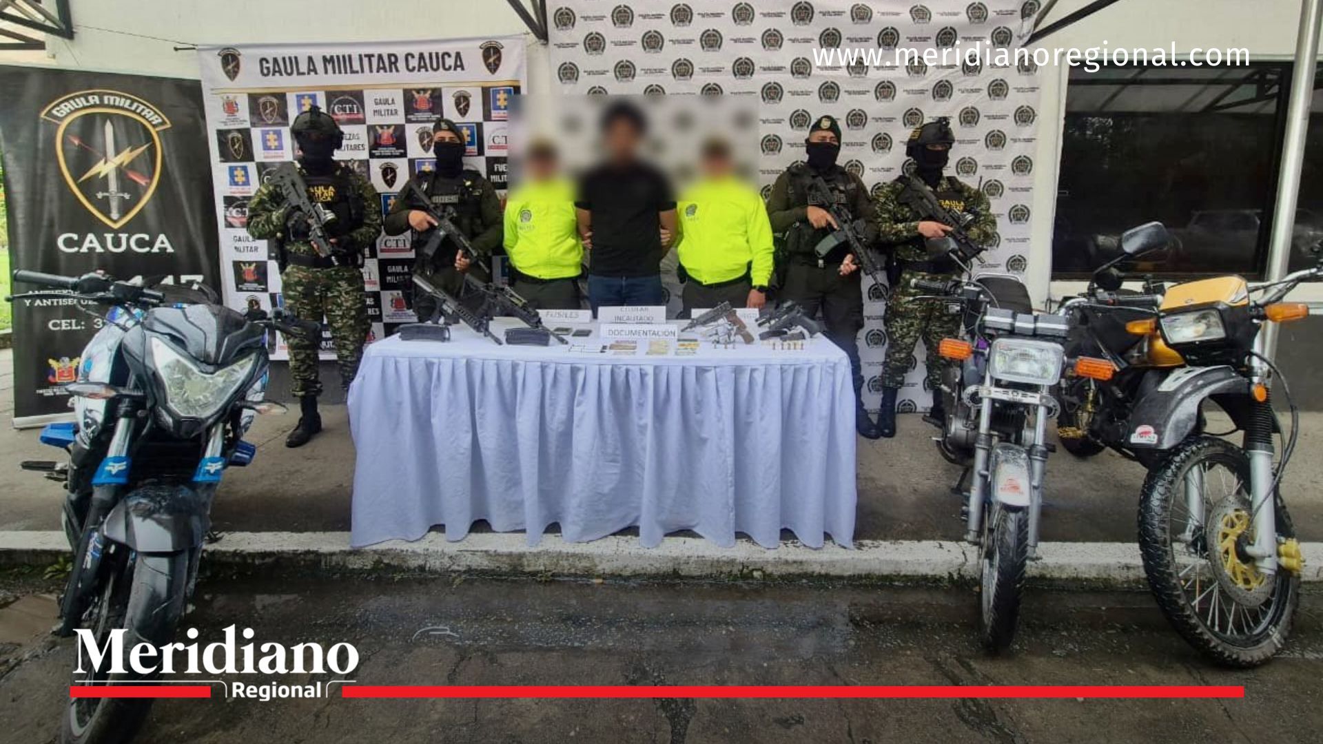 Capturado y material incautado durante una diligencia judicial adelantada por la Policía Nacional en zona rural de Popayán, sobre la vía Panamericana.