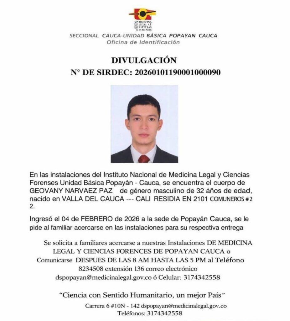 Ciclista fallecido en el Tablazo identificado por Medicina Legal Popayán tras accidente vial