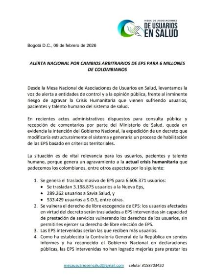Traslado masivo de afiliados EPS genera alerta nacional - Meridiano Regional traslado masivo de afiliados EPS alertado por asociaciones de usuarios del sistema de salud en Colombia
