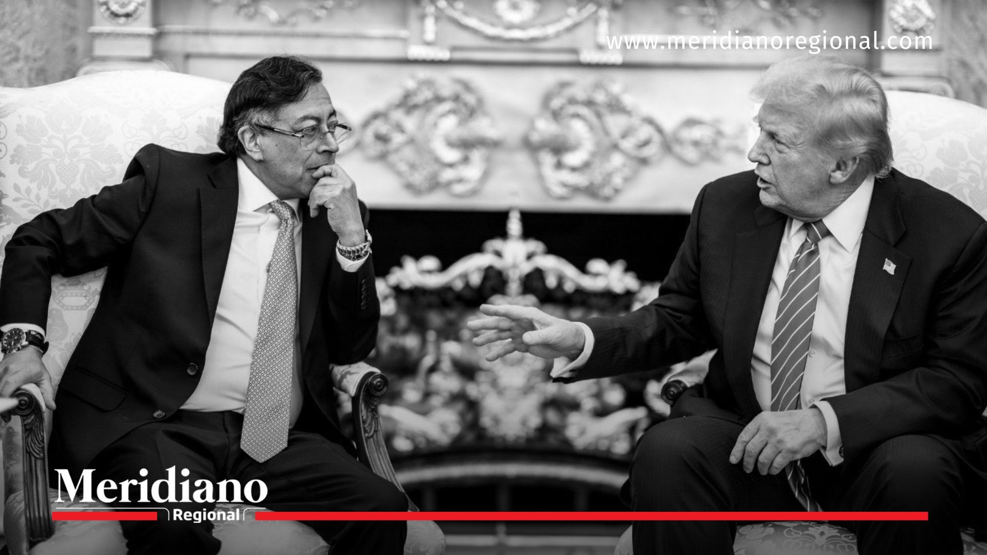 El presidente Gustavo Petro dialoga con Donald Trump durante su reunión en la Casa Blanca, donde abordaron temas de narcotráfico, energía y relaciones regionales.
