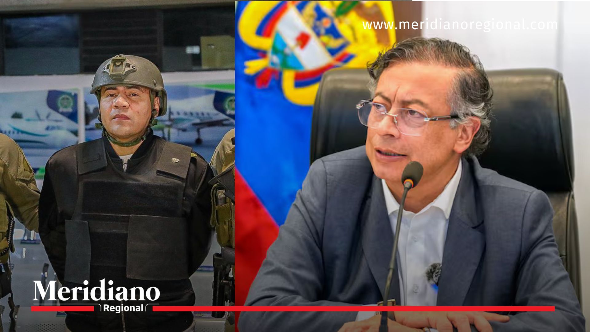 Montaje fotográfico muestra a alias Pipe Tuluá, extraditado a Estados Unidos, y al presidente Gustavo Petro, en medio de la investigación penal abierta por presunta financiación ilegal de campaña.