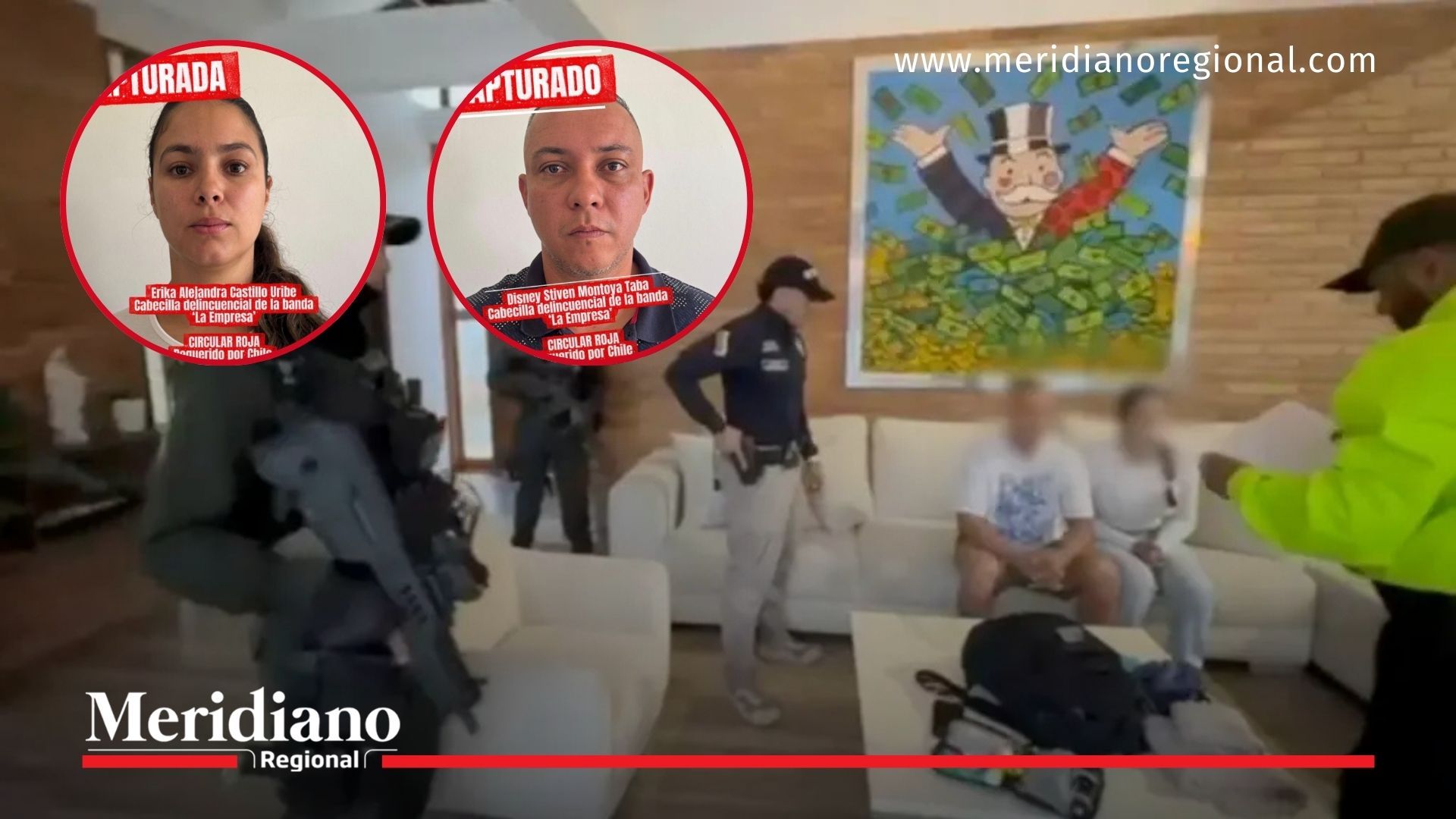 Operativo de la Policía Nacional de Colombia que permitió la retención de dos presuntos cabecillas de una red criminal transnacional, requeridos por Interpol a solicitud de Chile.