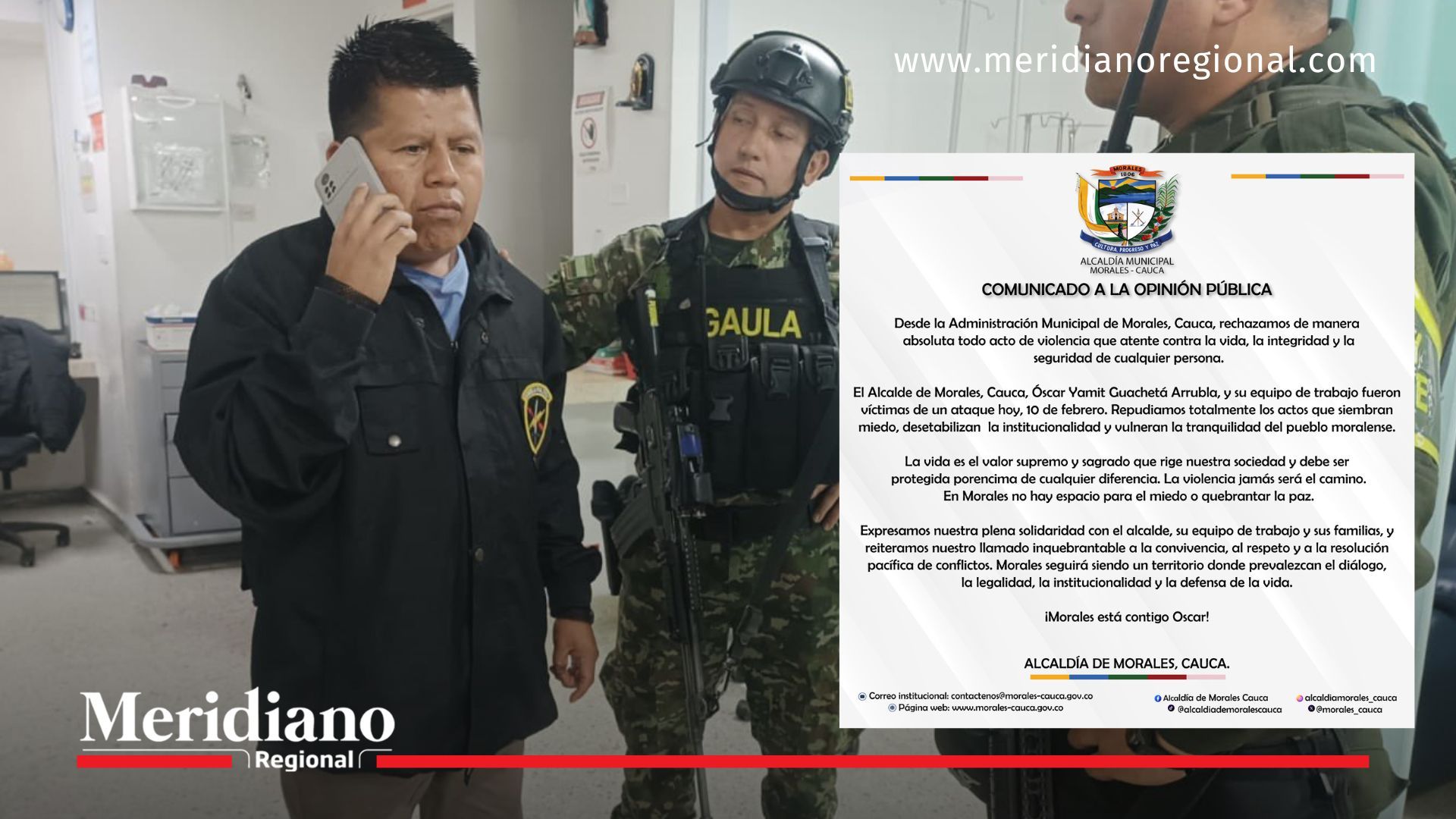 ataque alcalde Morales - Óscar Guachetá - vía Panamericana Cauca - Ejército Nacional Cauca - comunicado Alcaldía Morales - noticias Cauca