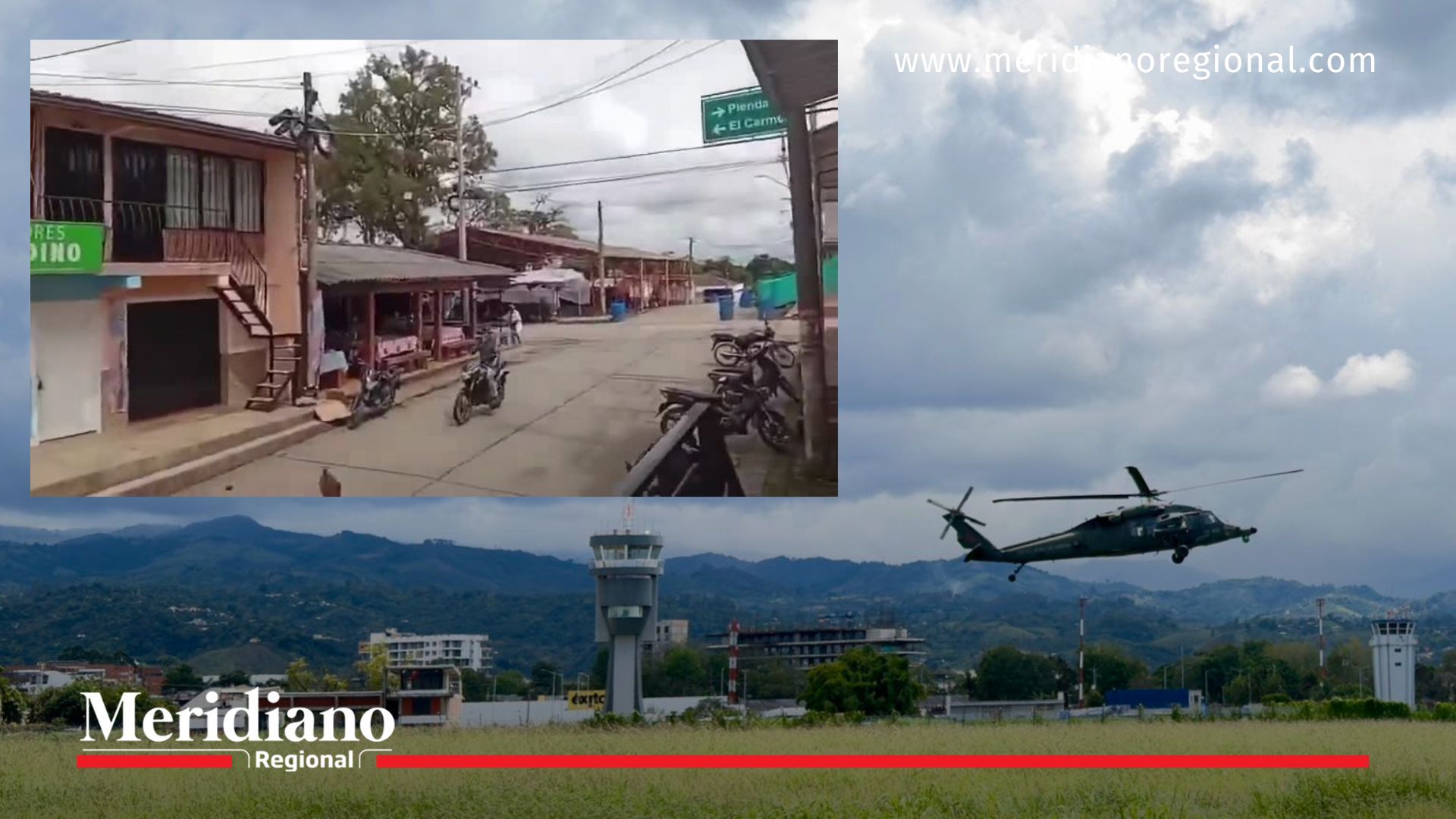 Helicóptero militar sobrevuela Cajibío tras el ataque con drones contra la estación de Policía.