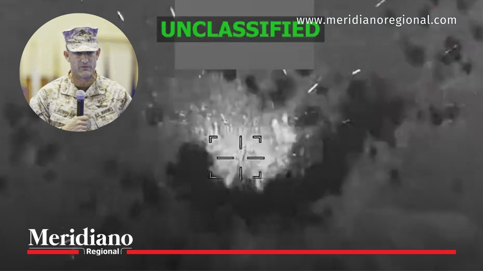 Imagen del operativo de EE. UU. en el Caribe donde fue atacada una lancha vinculada al narcotráfico, bajo la dirección del comandante Francis L. Donovan.