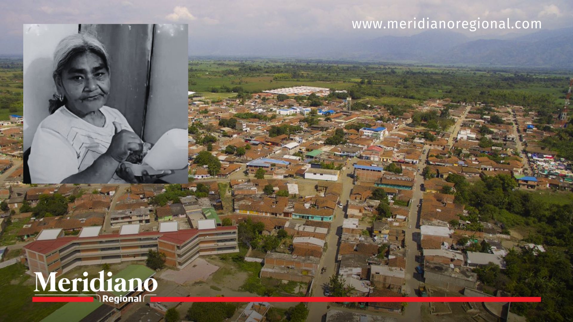 Adulta mayor asesinada en Guachené, panorámica del municipio en el norte del Cauca con imagen de Carmen Cabrera