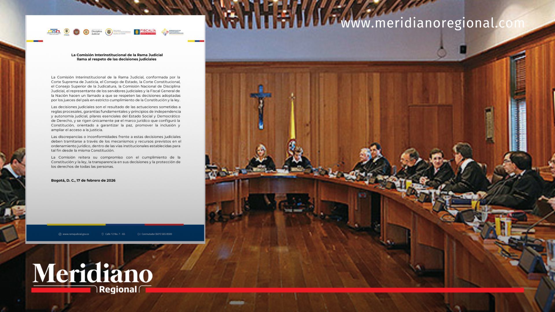 Magistrados del Consejo de Estado durante sesión en Bogotá, en medio del debate nacional sobre independencia judicial y la suspensión del decreto del salario mínimo.