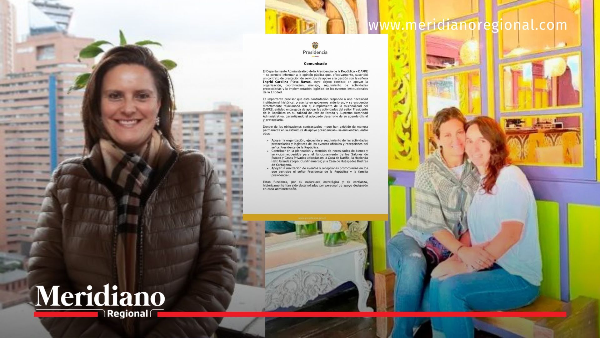 contrato Ingrid Carolina Plata - Dapre Presidencia de Colombia - Verónica Alcocer amiga - comunicado oficial Presidencia - contratos Presidencia Petro