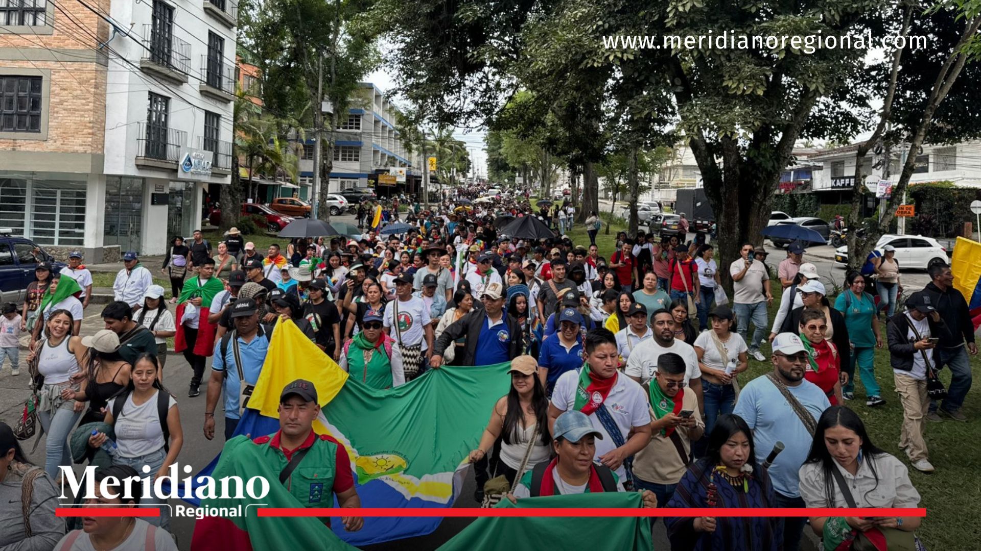 Movilización salario mínimo vital en Popayán con participación de comunidades indígenas y sindicatos durante las marchas del 19 de febrero por el salario mínimo 2026.