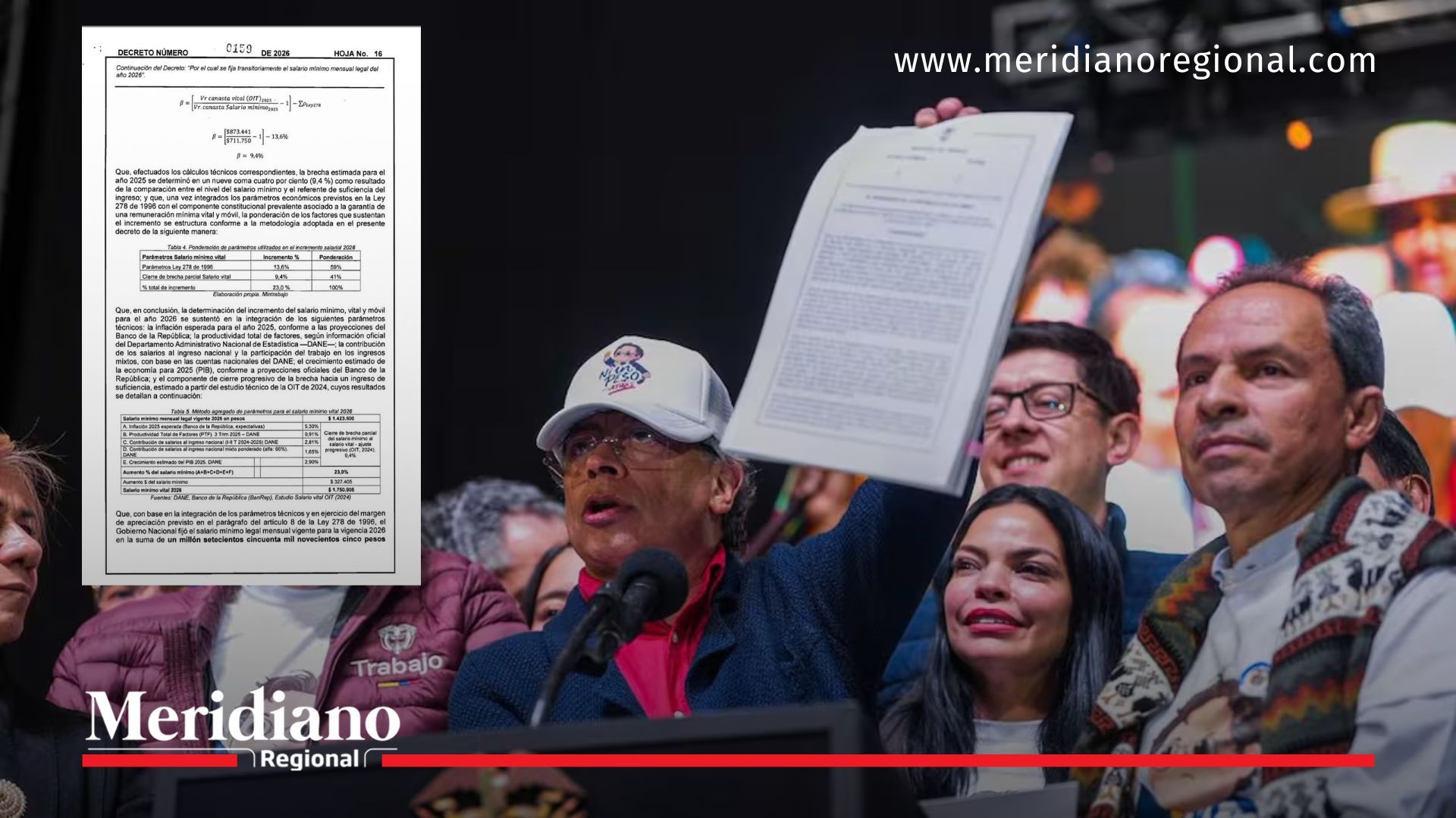 El presidente Gustavo Petro firma el decreto 0159 de 2026 en la Plaza de Bolívar, oficializando el salario mínimo 2026 mientras el Consejo de Estado revisa su legalidad.