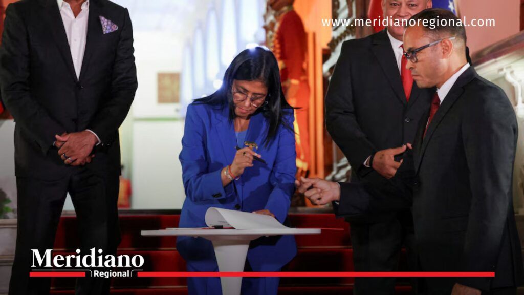 Delcy Rodríguez firma la ley de amnistía Venezuela - Meridiano Regional Delcy Rodríguez firma la ley de amnistía Venezuela en acto oficial