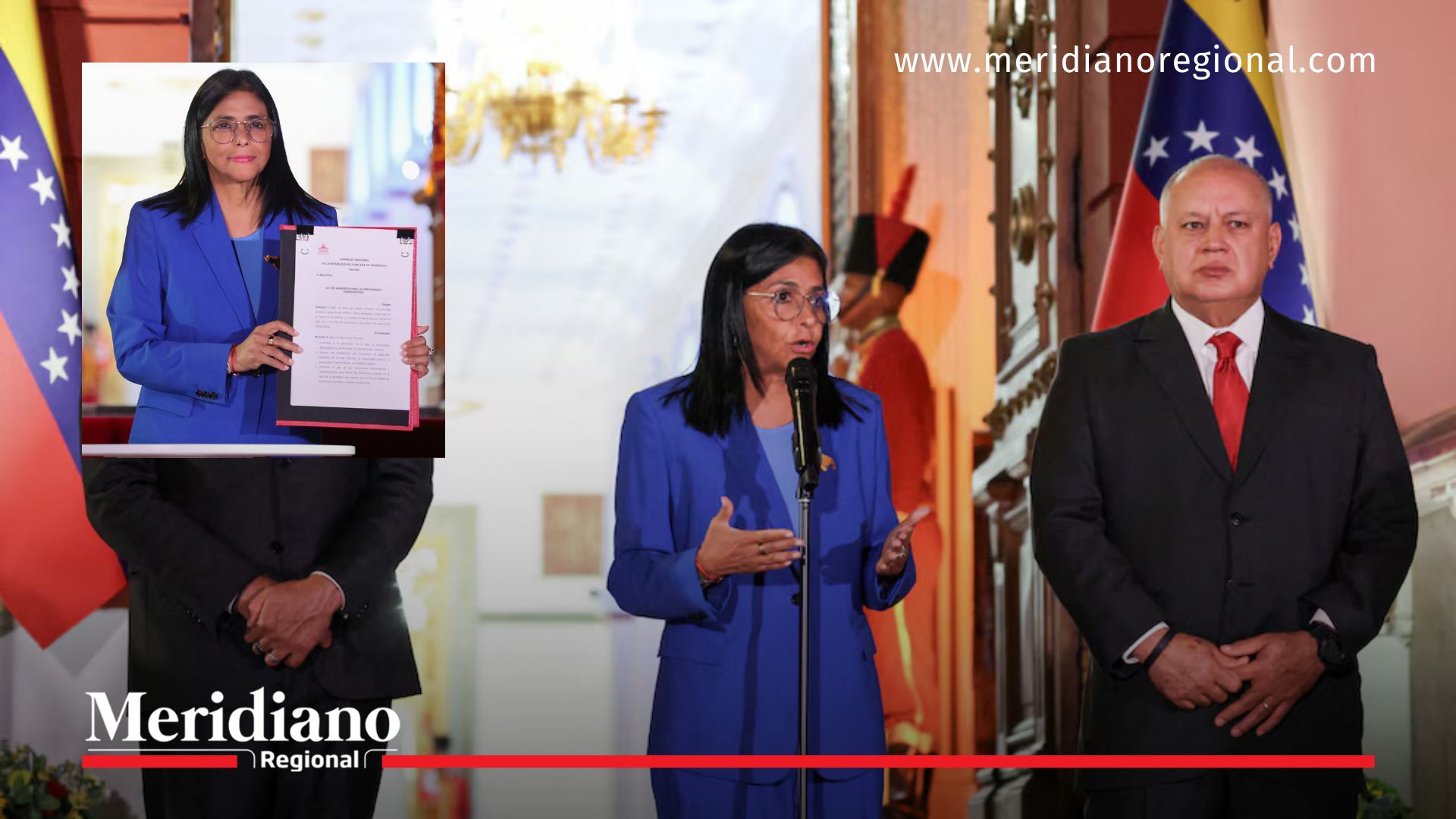 Delcy Rodríguez presenta y muestra la ley de amnistía Venezuela durante discurso oficial en Caracas
