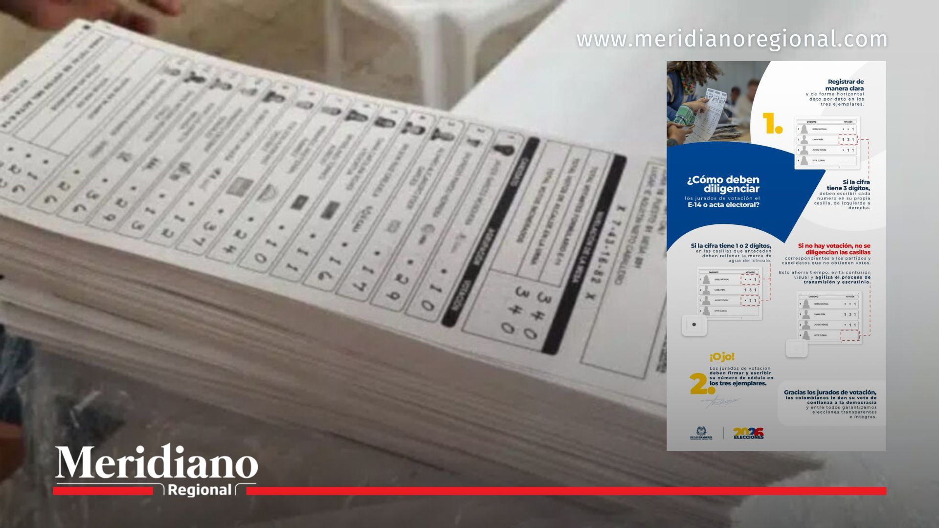 Formulario E-14 utilizado por jurados de votación durante elecciones anteriores en Colombia.
