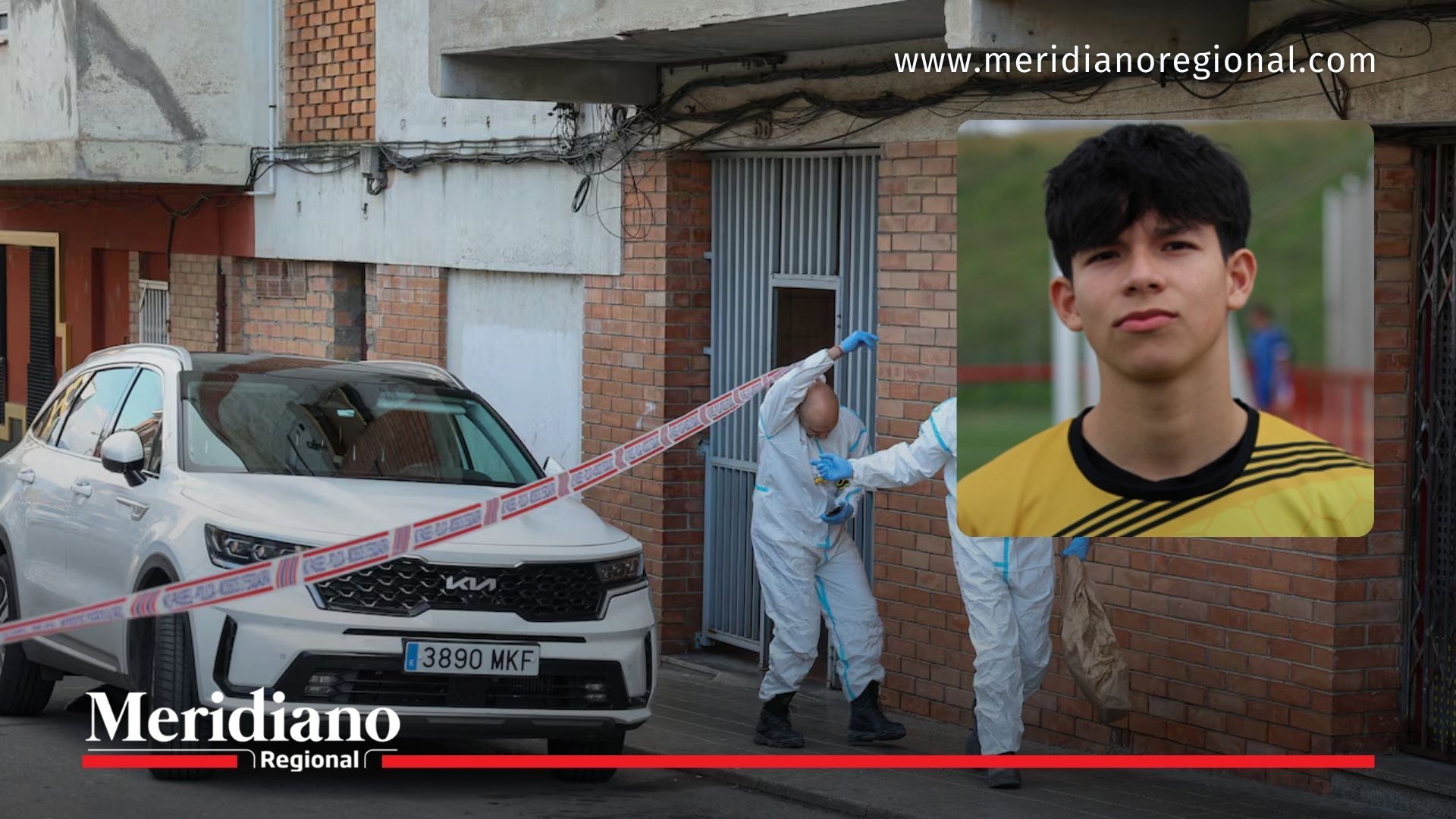 Autoridades acordonan la escena del crimen en Valladolid, España, tras el caso del joven colombiano asesinado en España, Juan Esteban Rubio.