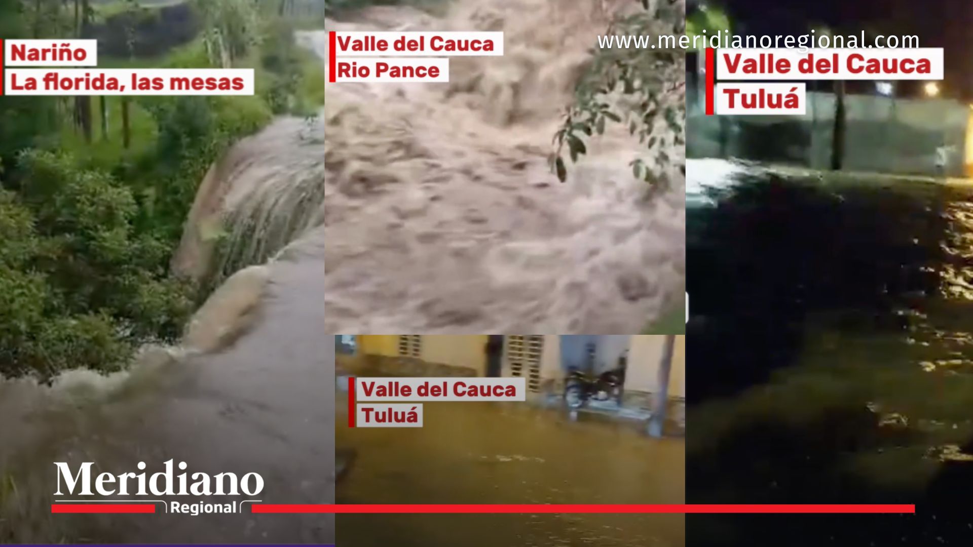 Emergencia por lluvias en el suroccidente colombiano con inundaciones en Tuluá, creciente del río Pance en Cali y desbordamientos en zonas rurales de Nariño durante el 1 y 2 de febrero.