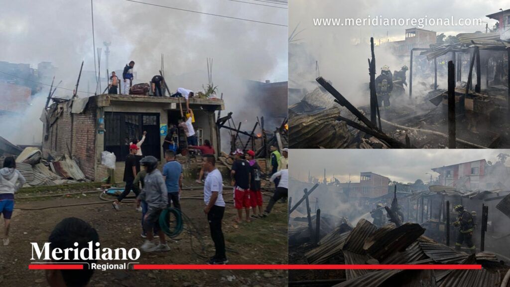 Bomberos de Popayán apagan incendio en viviendas del barrio El Recuerdo Sur tras emergencia en la madrugada.