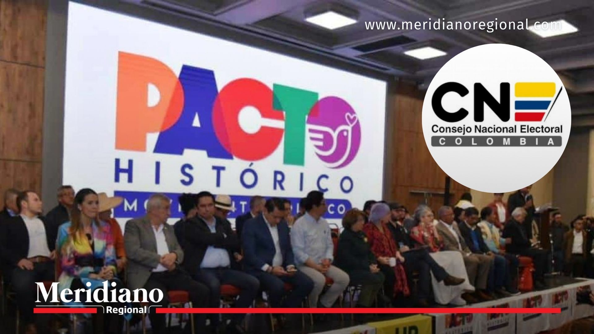 Dirigentes y militantes del Pacto Histórico durante un evento político del movimiento, cuya fusión con Colombia Humana fue aprobada por el Consejo Nacional Electoral antes de las elecciones de 2026.