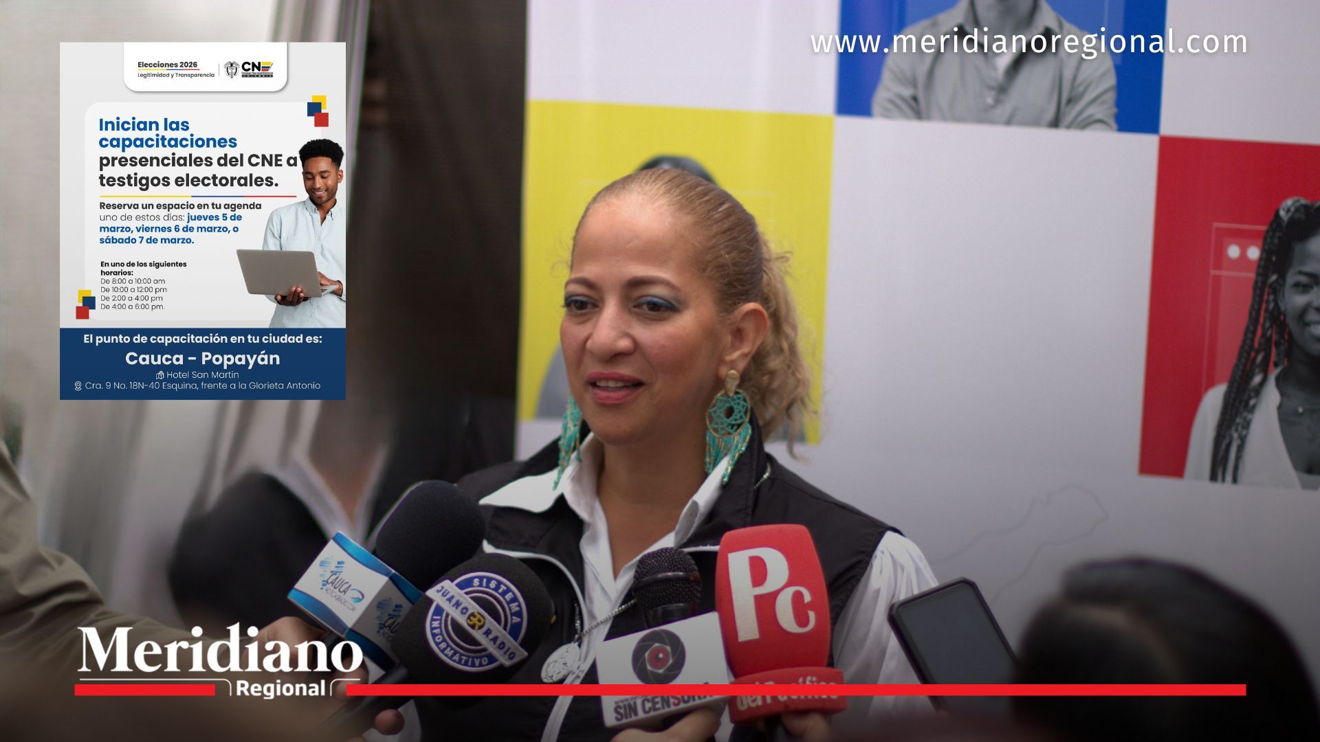 afiche del Consejo Nacional Electoral sobre capacitaciones para testigos electorales en Popayán elecciones 2026