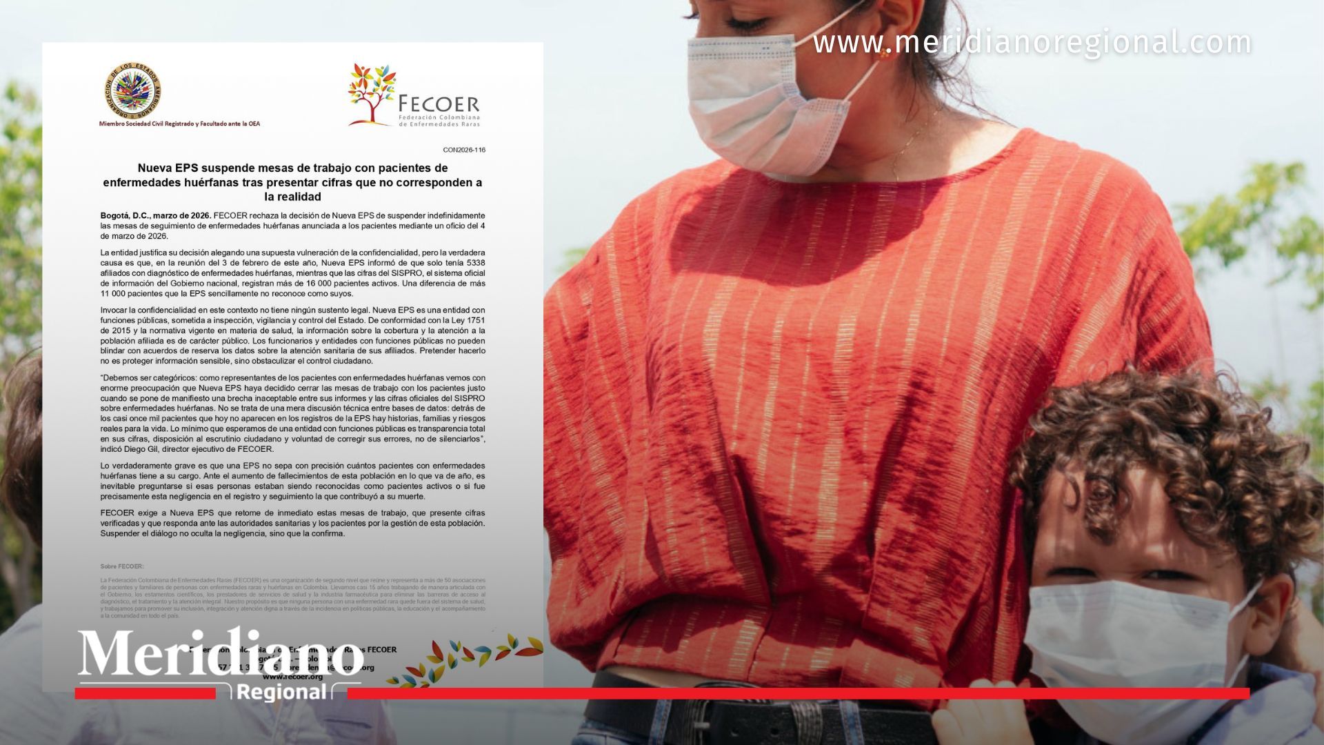 FECOER denunció diferencias entre las cifras de pacientes con enfermedades raras reportadas por Nueva EPS y los registros oficiales del SISPRO.