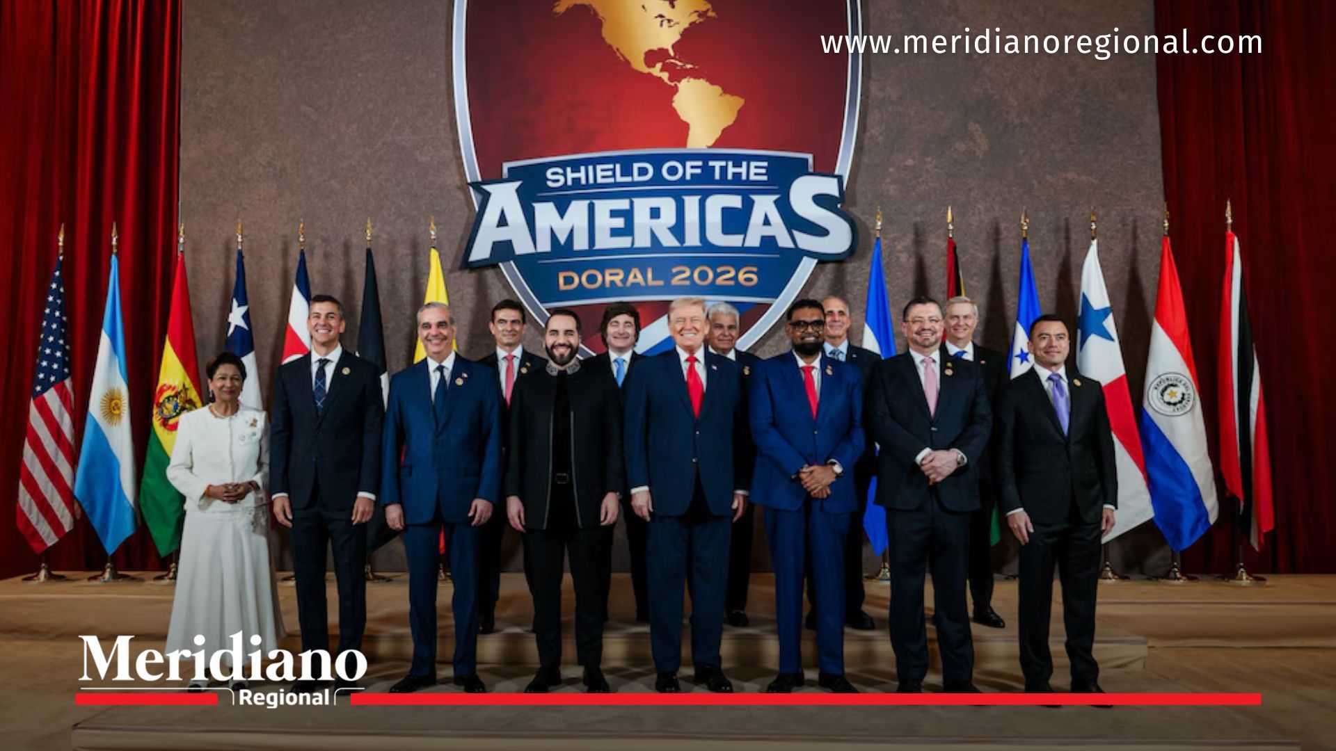 Presidentes reunidos en la cumbre Escudo de las Américas donde se discutió la coalición militar contra carteles del narcotráfico.