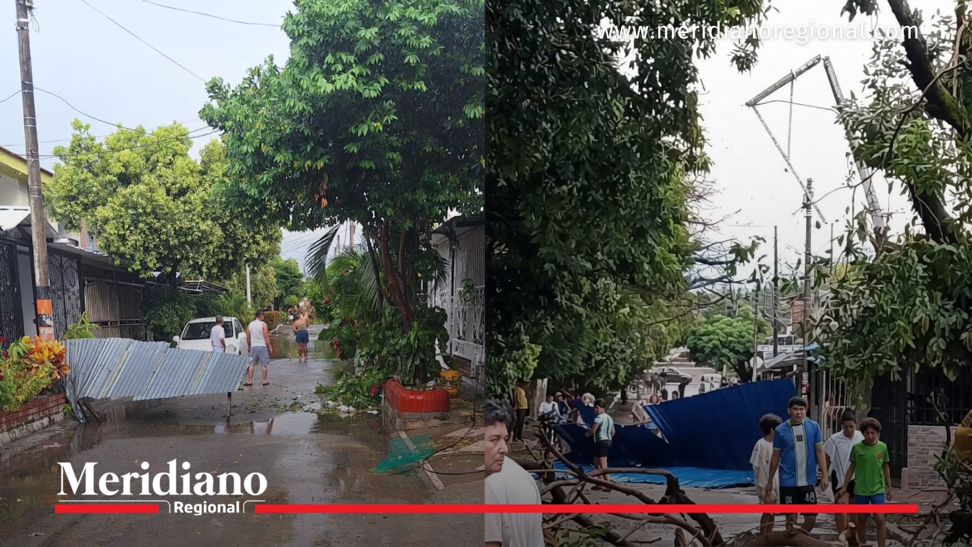 Daños en viviendas, árboles caídos y postes afectados tras vendaval en Neiva Huila
