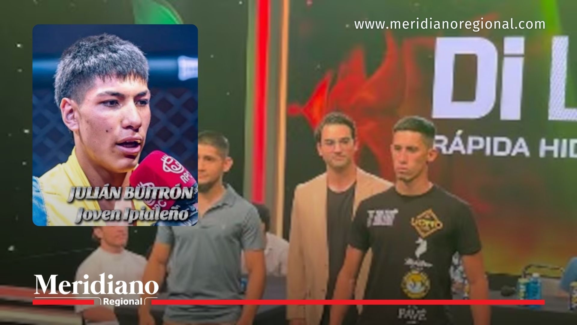 El joven peleador de Ipiales, Julián Buitrón, celebra su victoria por nocaut tras su combate en el evento internacional CFL 3 Panamá.