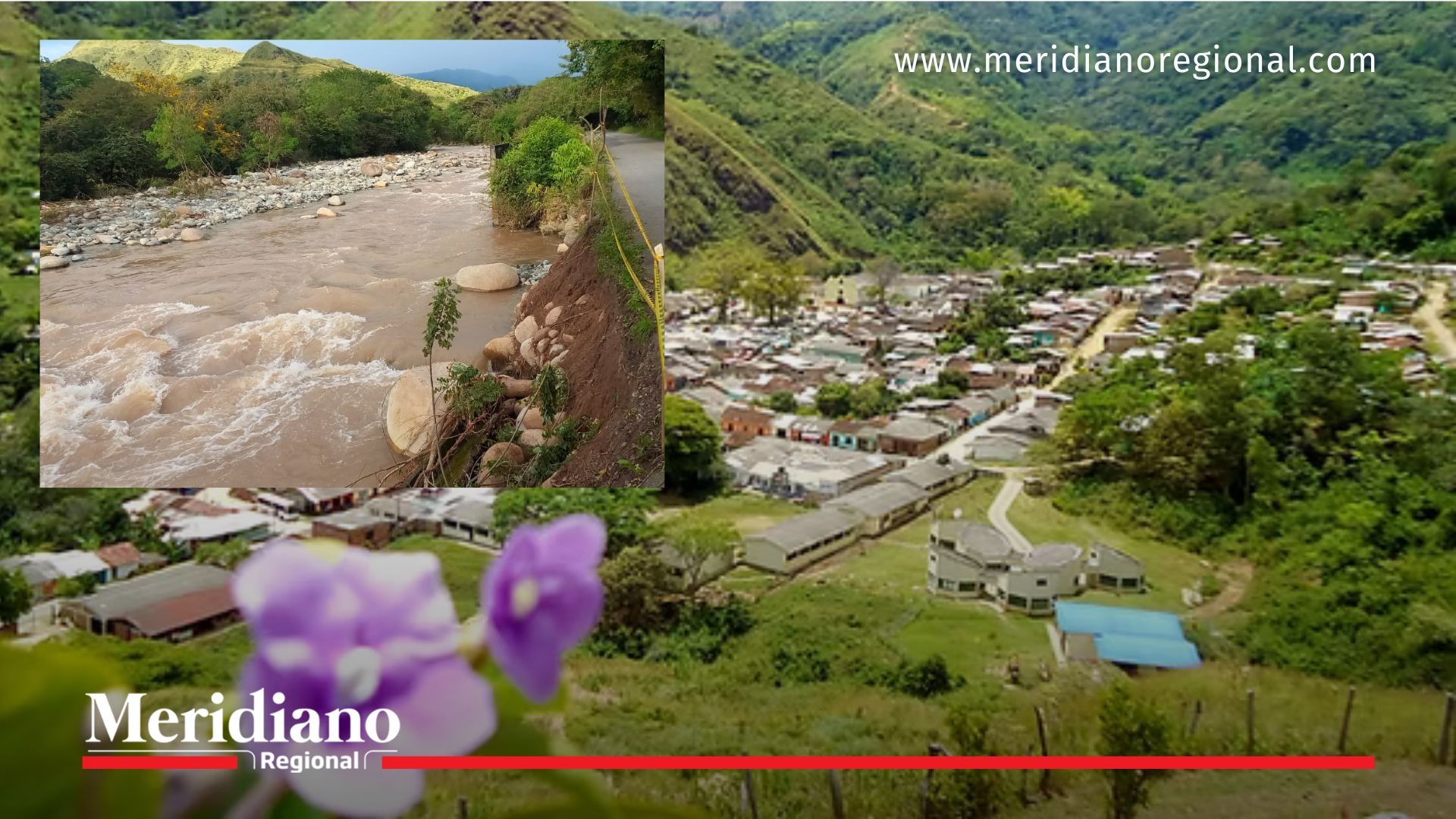 Municipio de Sucre, Cauca, con el río Mazamorras cuyo aumento del caudal genera alerta por creciente.