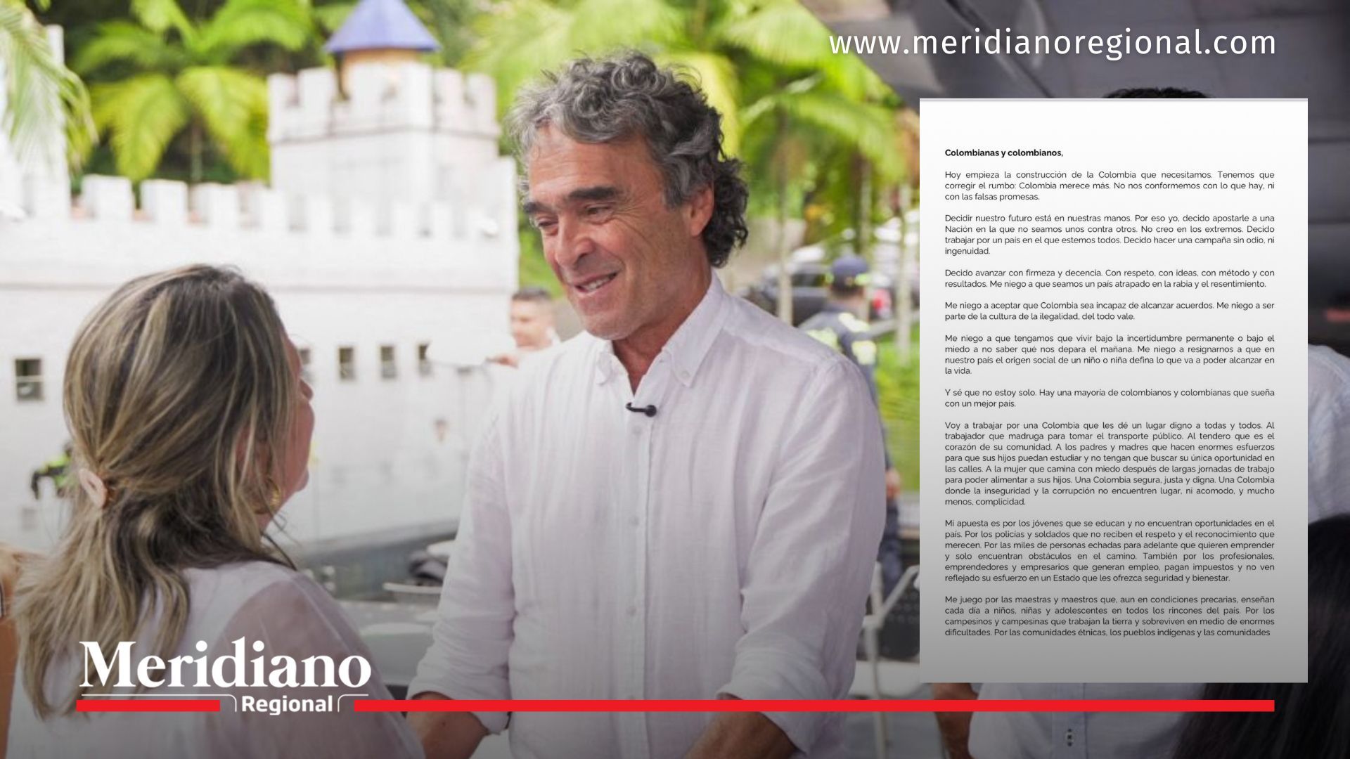 El candidato presidencial Sergio Fajardo conversa con ciudadanos durante una actividad pública en el inicio de su campaña rumbo a las elecciones de 2026.