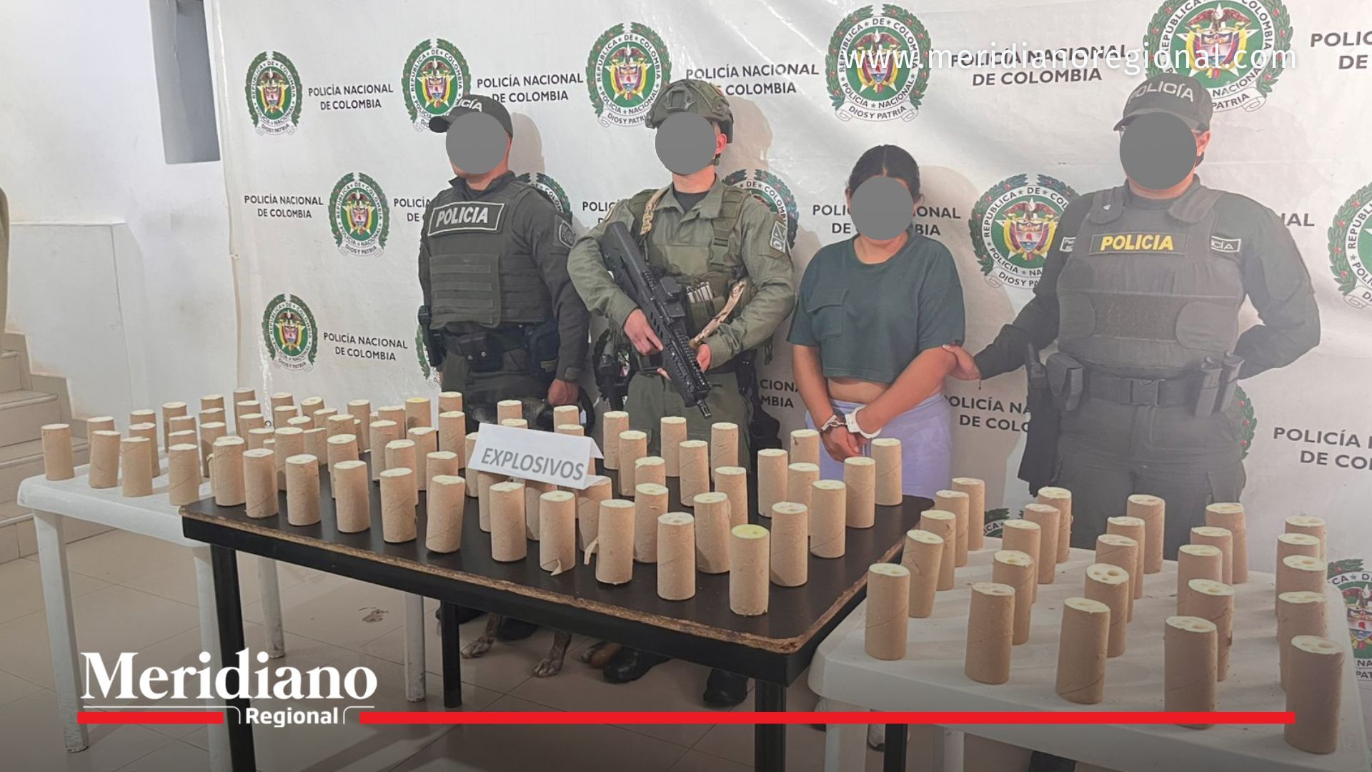 Incautación de explosivos en Cauca con mujer capturada y presentación de pentolita decomisada por la Policía Nacional en El Patía