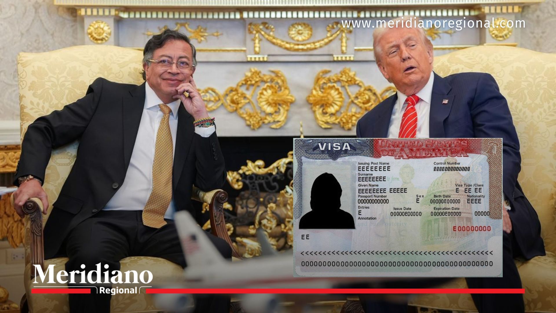 Gustavo Petro y Donald Trump durante su encuentro en la Casa Blanca, en una imagen que ilustra la devolución de la visa del mandatario colombiano.