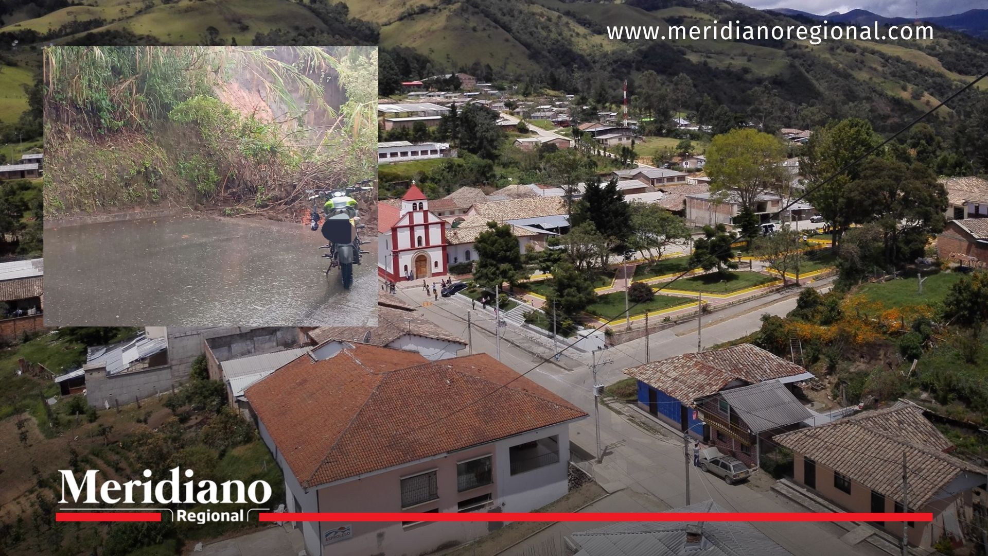 Panorámica de Paispamba en Sotará Cauca zona afectada por el derrumbe vía Timbío Paispamba