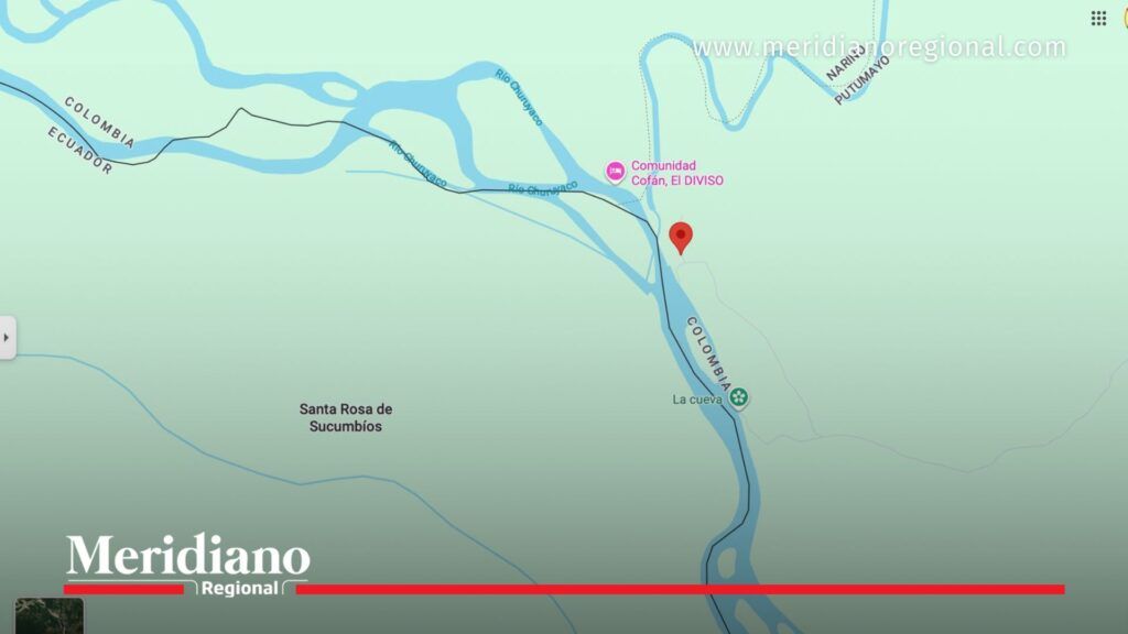mapa punto donde cayó bomba en frontera colombia ecuador putumayo zona rural