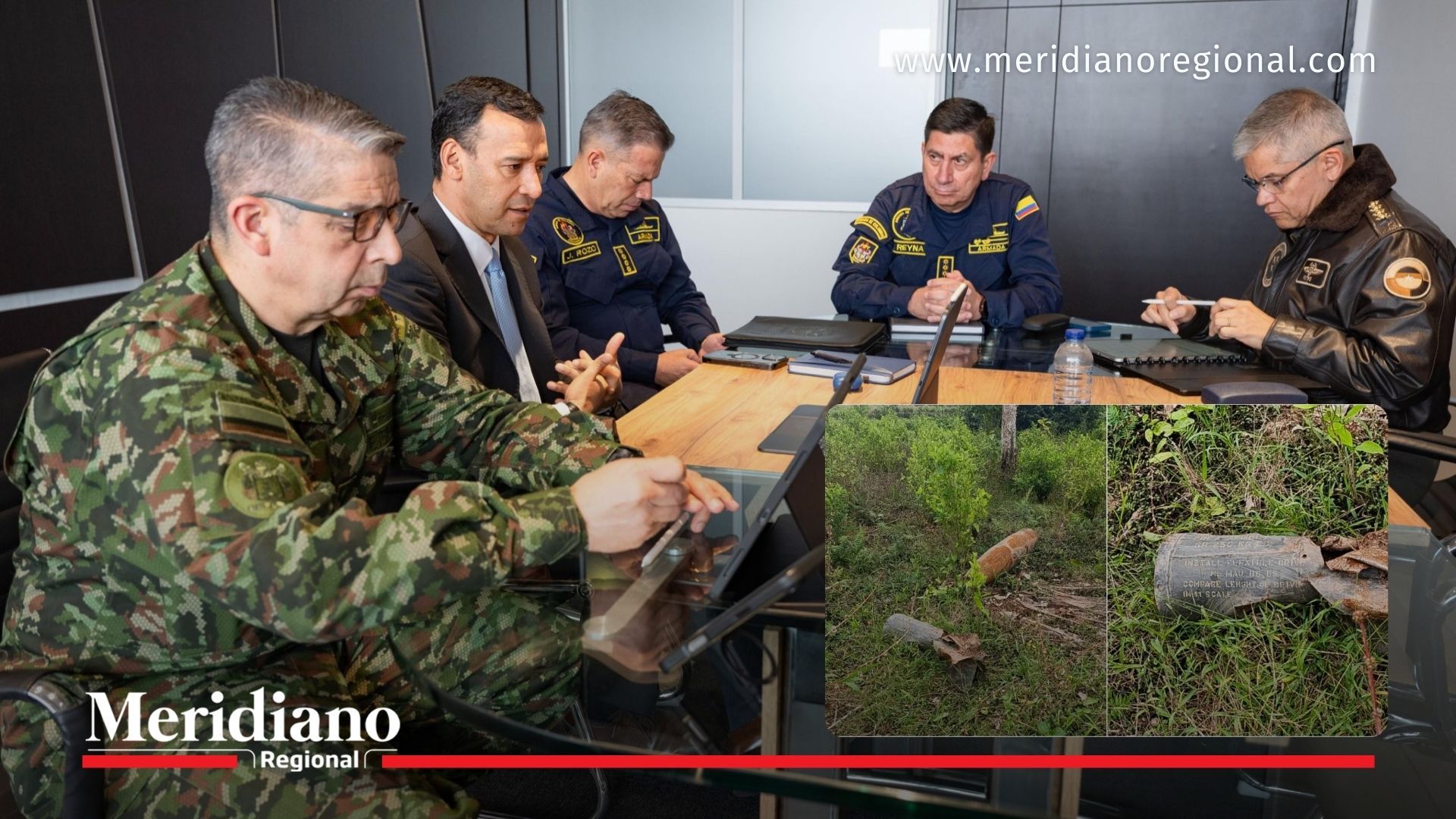 Ministro de Defensa y Fuerzas Militares analizan el caso de la bomba hallada en la frontera Colombia Ecuador.