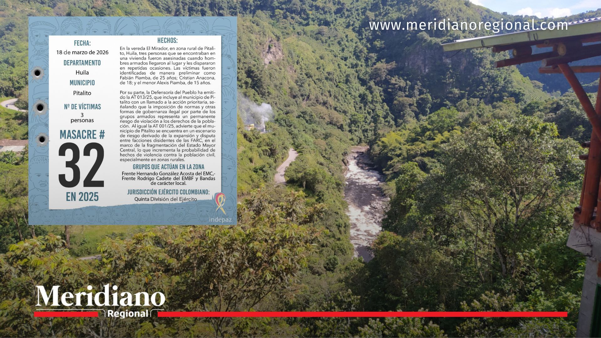 masacre en pitalito confirmada por indepaz 2026 homicidios colectivos Colombia violencia en huila reporte oficial