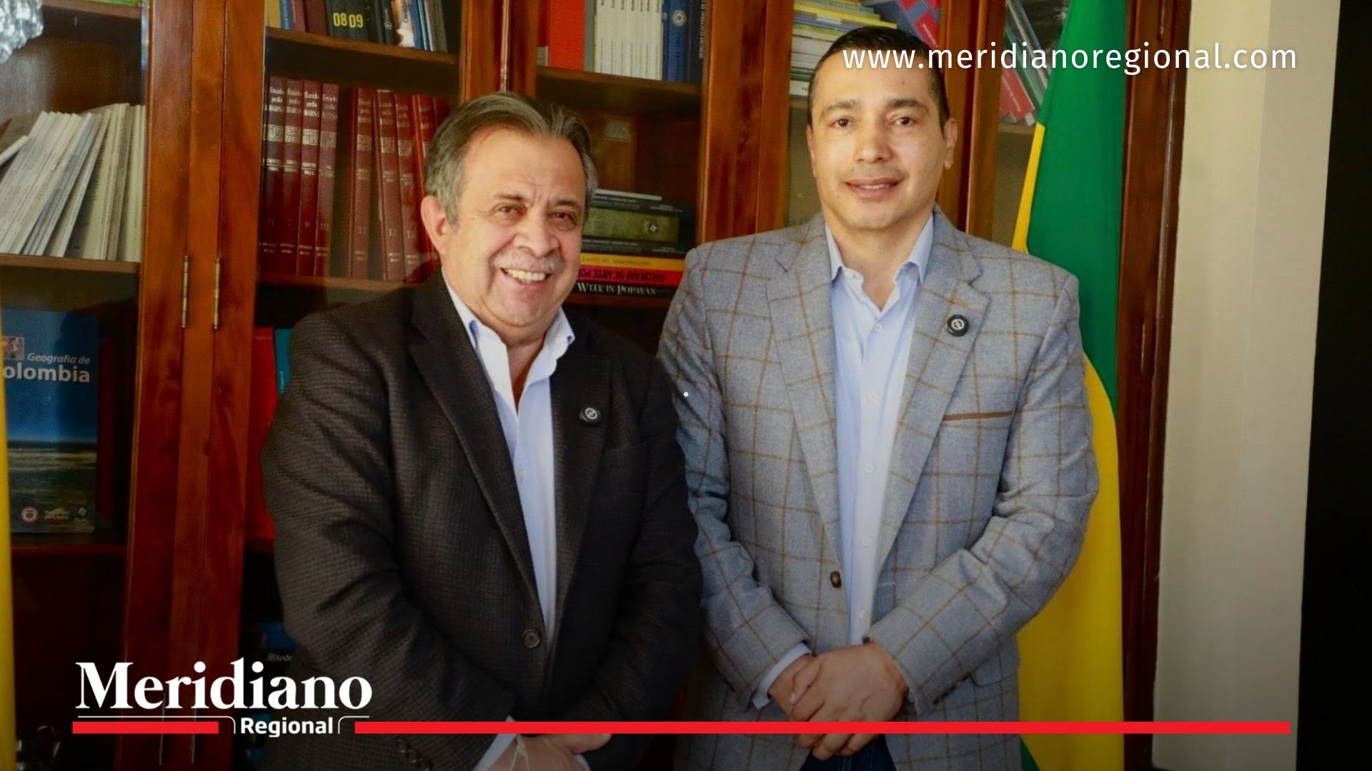 El gobernador del Cauca, Octavio Guzmán, junto al director de la Agencia de Renovación del Territorio (ART), Raúl Delgado, durante un encuentro estratégico para gestionar recursos destinados al fortalecimiento de la caficultura en el Cauca y el desarrollo de territorios PDET.