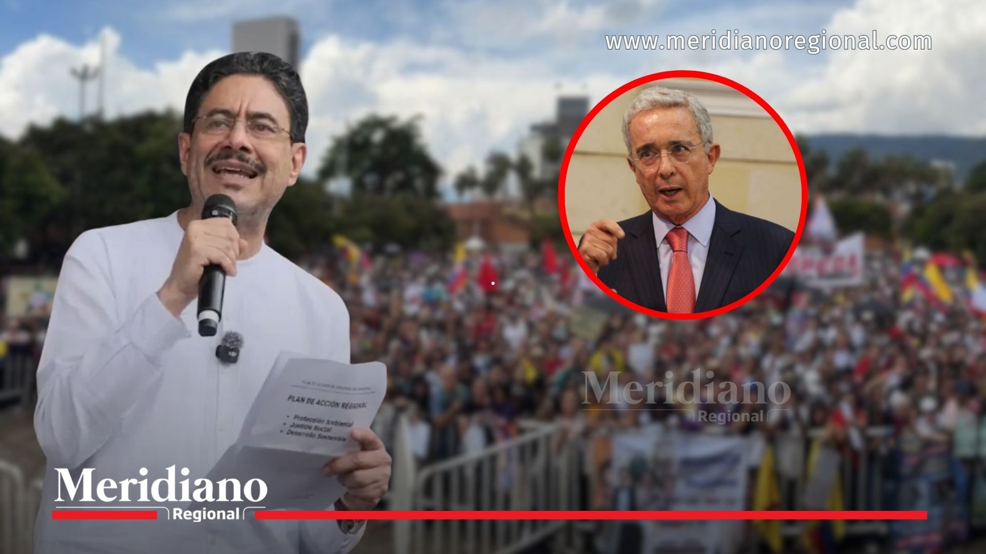 Iván Cepeda durante su discurso en Medellín, donde lanzó fuertes señalamientos contra Álvaro Uribe Vélez en medio de la campaña presidencial 2026.