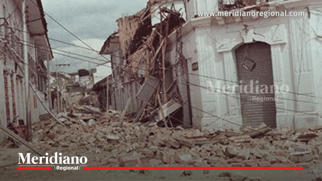 terremoto de popayán destrucción en el centro histórico con casas colapsadas