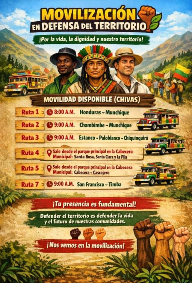Bloqueo en la vía Panamericana movilización con rutas en Cauca - Meridiano Regional Rutas de chivas hacia bloqueo en la vía Panamericana desde municipios del Cauca