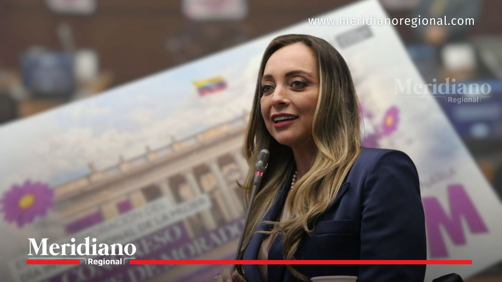 La senadora Ana Paola Agudelo interviene durante la Plenaria Mujeres en el Congreso de la República, destacando la importancia de la defensa de los derechos de las mujeres.