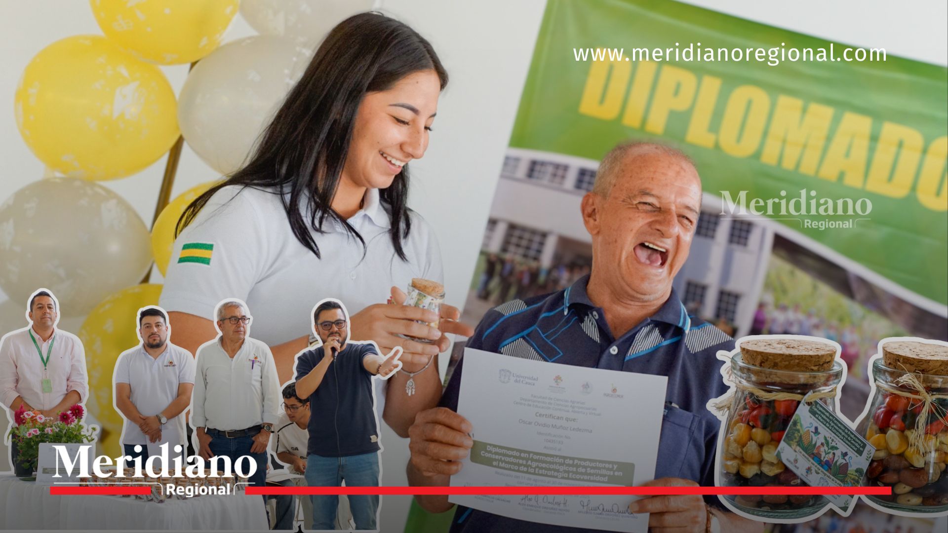 Portada del diplomado Guardianes de Semillas Cauca muestra entrega de certificación, exposición de semillas nativas y participación de aliados institucionales durante la jornada de clausura.